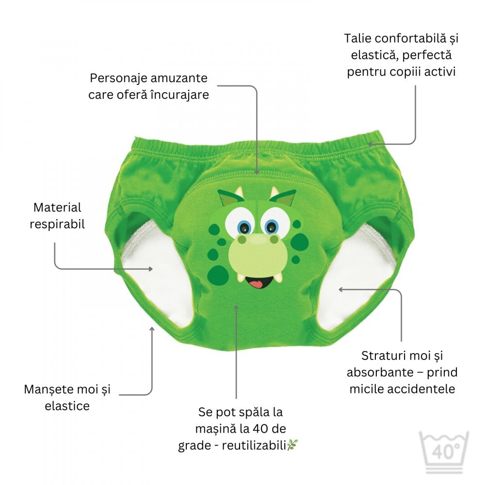 My Carry Potty Set de 3 chilotei de antrenament la olita My Little Training Pants 2-3 ani Dino