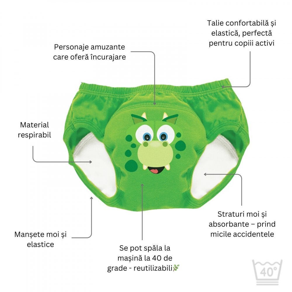 My Carry Potty Set de 3 chilotei de antrenament la olita My Little Training Pants 3-4 ani Dino