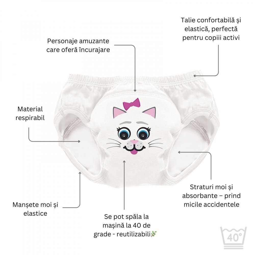 My Carry Potty Set de 3 chilotei de antrenament la olita My Little Training Pants 3-4 ani Pisica
