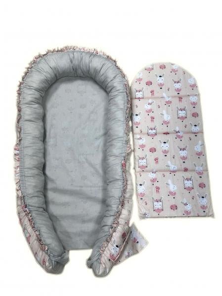 MYKIDS Baby Nest pentru bebelusi Bunny Pink