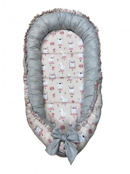 MYKIDS Baby Nest pentru bebelusi Bunny Pink