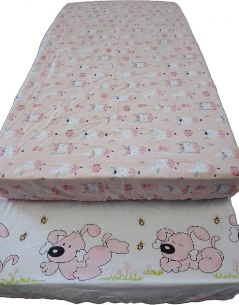 MYKIDS Cearceaf imprimat cu elastic roz 140x70