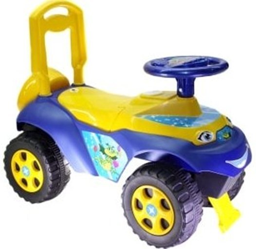 MYKIDS Masinuta copii fara pedale Ride-On Music 0142R04 Galben Albastru cu sunete si greutate maxima admisa de 30 kg