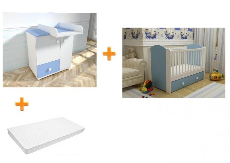 MYKIDS Mobilier camera copii si bebelusi Lucky alb-albastru