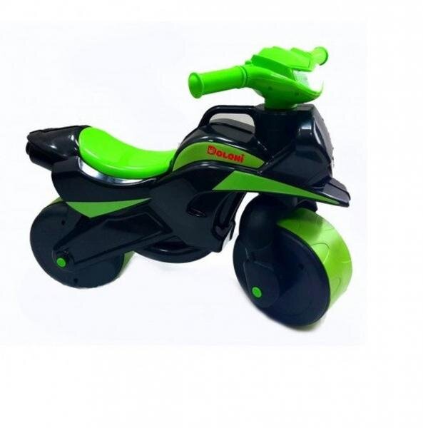 MYKIDS Motocicleta copii fara pedale Music 013959 verde negru prevazuta cu efecte sonore inaltimea scaunului 29 cm greutate maxima admisa 25 kg