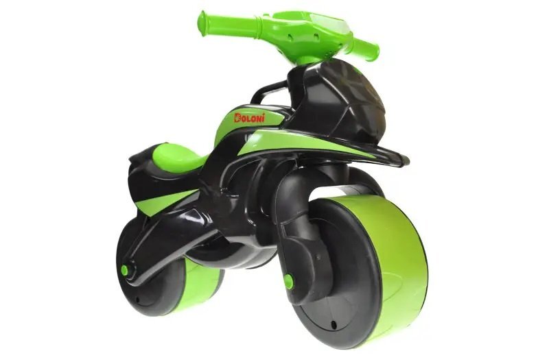 MYKIDS Motocicleta copii fara pedale Music 013959 verde negru prevazuta cu efecte sonore inaltimea scaunului 29 cm greutate maxima admisa 25 kg