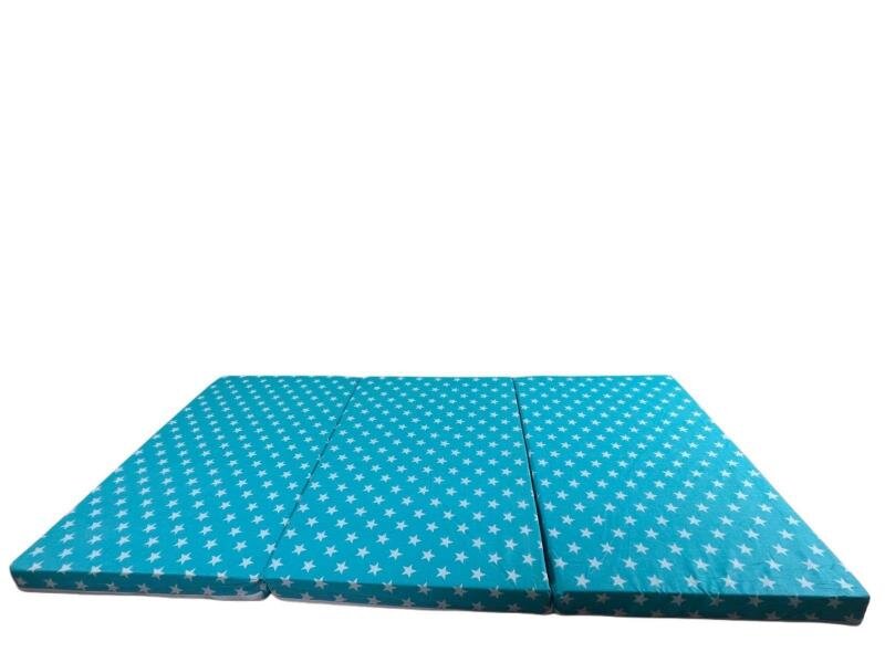 MYKIDS Saltea pliabila din spuma poliuretanica 120x60x5 cm Blue with White Stars