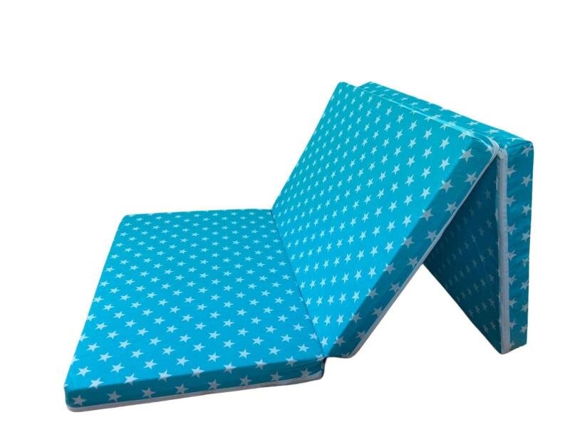 MYKIDS Saltea pliabila din spuma poliuretanica 120x60x5 cm Blue with White Stars