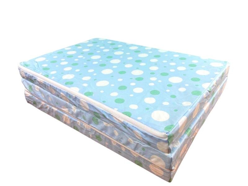 MYKIDS Saltea pliabila din spuma poliuretanica 120x60x5 cm Light Blue with Dots