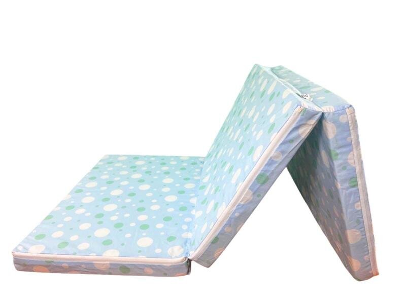 MYKIDS Saltea pliabila din spuma poliuretanica 120x60x5 cm Light Blue with Dots