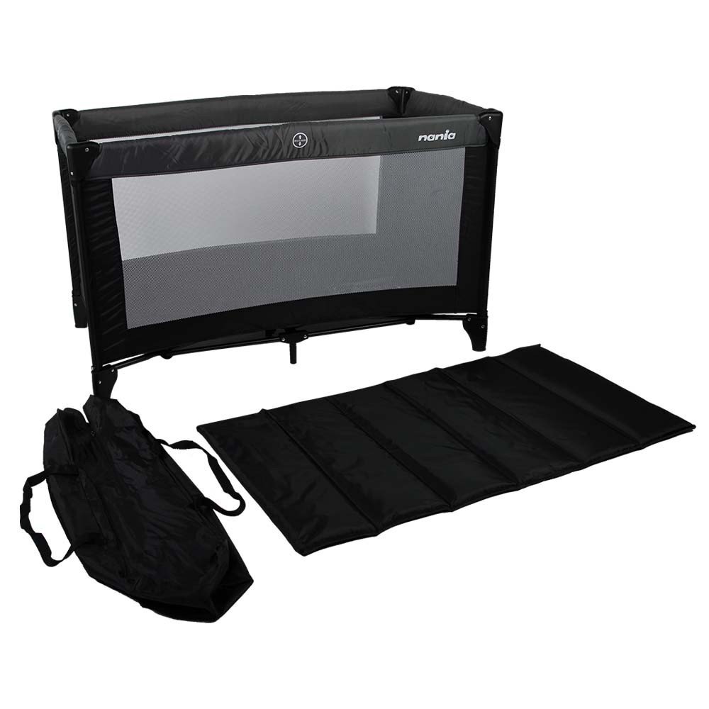NANIA Pat de voiaj cu 2 nivele Soda grey pliere compacta robust geanta transport inclusa