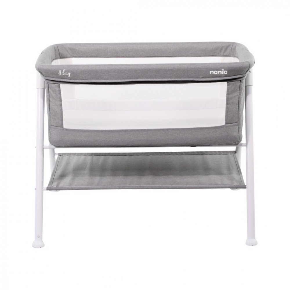 NANIA Patut co-sleeper Hilary Grey cu spatiu depozitare salteluta inclusa greutate maxim sustinuta 9 kg