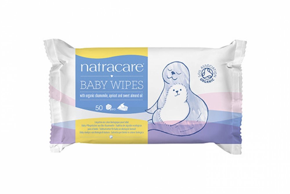 Natracare Servetele pentru bebelusi cu musetel organic caise si ulei de migdale dulci 50 buc