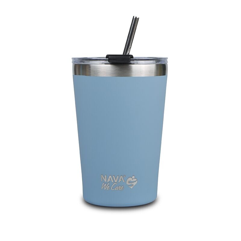 NAVA Cana termoizolanta cu pai 450 ml albastru