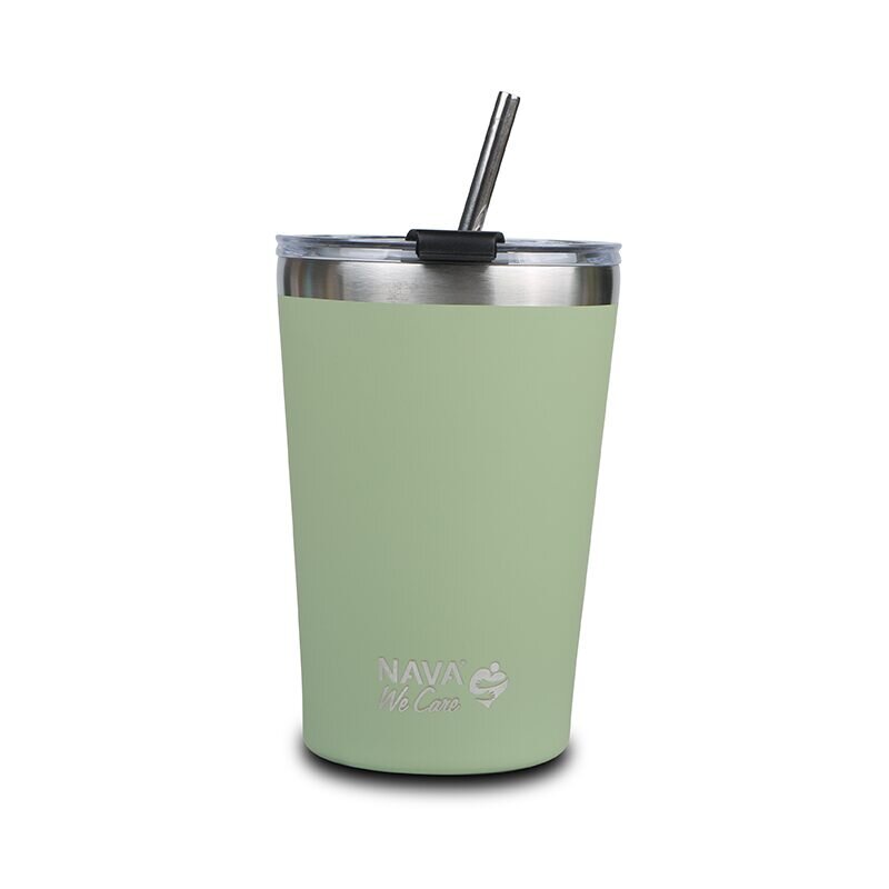 NAVA Cana termoizolanta cu pai 450 ml verde