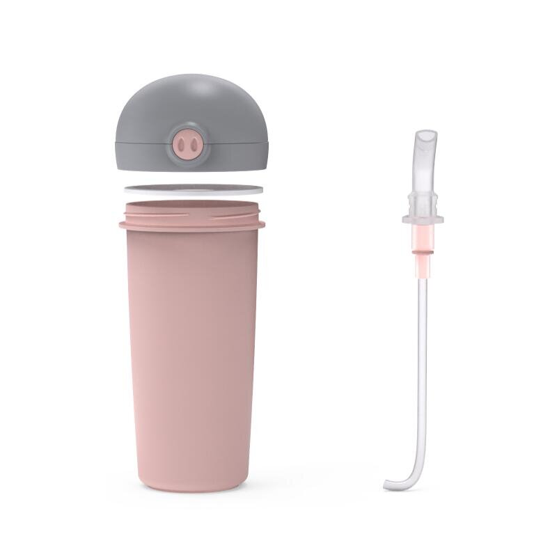 NAVA Sticla de plastic cu pai 380 ml roz