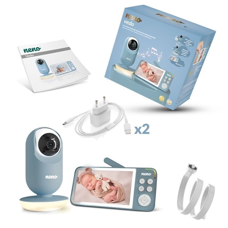 Neno Baby monitor video cu ecran mare de 5 inch Vedo Blue