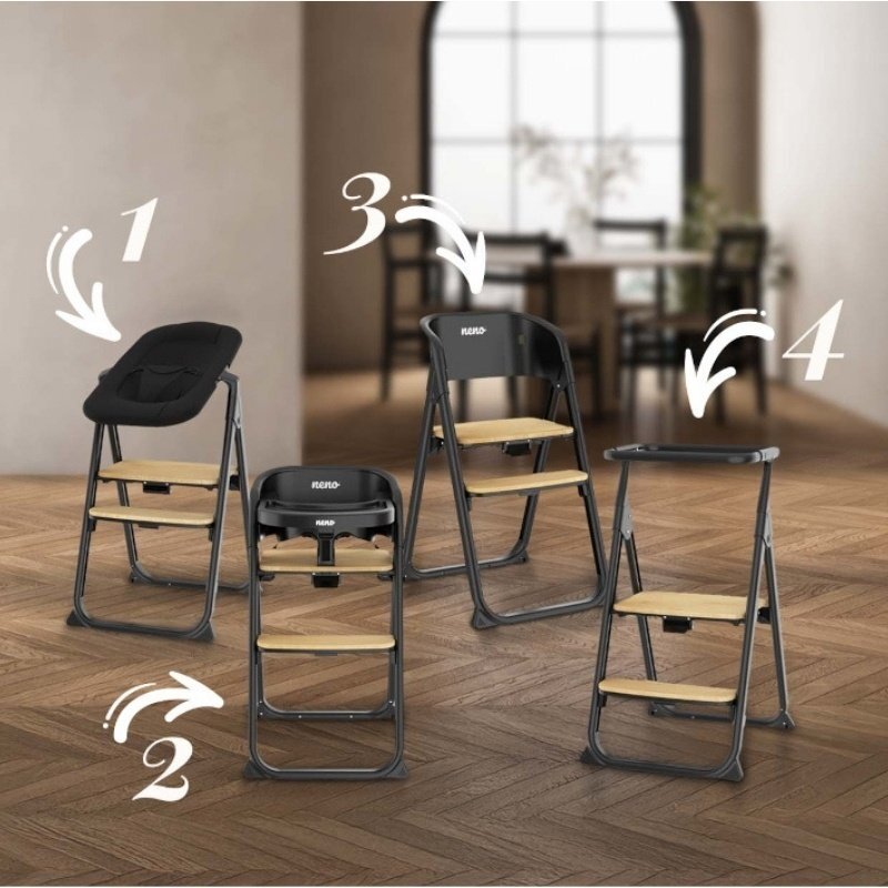 Neno Scaun de hranire multifunctional 4 in 1 Sapori Black
