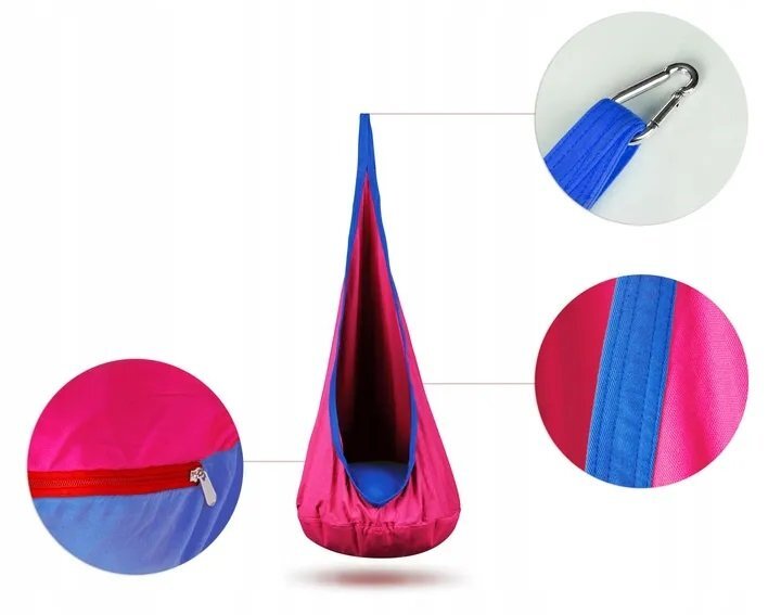 Neo Sport Hamac tip Cocoon pentru copii 140 x 55 cm Neo-Sport Cocoon Pink utilizare interiorexterior capacitate maxima 80 kg husa detasabila si lavabila perna gonflabila inclusa