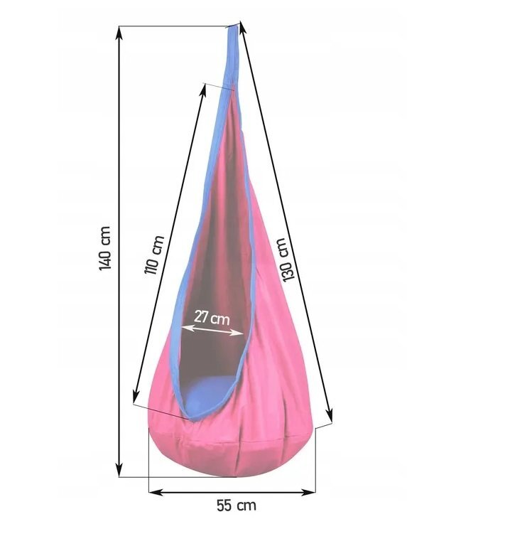 Neo Sport Hamac tip Cocoon pentru copii 140 x 55 cm Neo-Sport Cocoon Pink utilizare interiorexterior capacitate maxima 80 kg husa detasabila si lavabila perna gonflabila inclusa