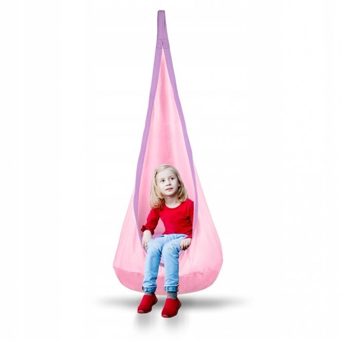 Neo Sport Hamac tip Cocoon pentru copii 140 x 55 cm Neo-Sport Cocoon Roz deschis utilizare interiorexterior capacitate maxima 80 kg husa detasabila si lavabila perna gonflabila inclusa