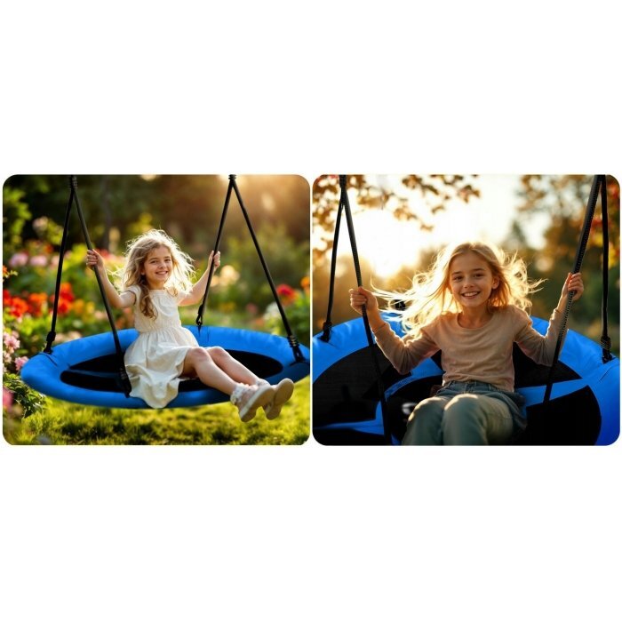 Neo Sport Leagan tip cuib pentru copii Neo-Sport 1051 Albastru XXL 110 cm material impermeabil cadru din otel greutate suportata 150 kg