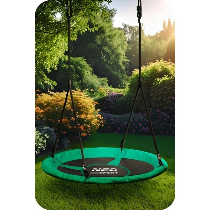 Neo Sport Leagan tip cuib pentru copii Neo-Sport 1052 Verde XXL 110 cm material impermeabil cadru din otel greutate suportata 150 kg