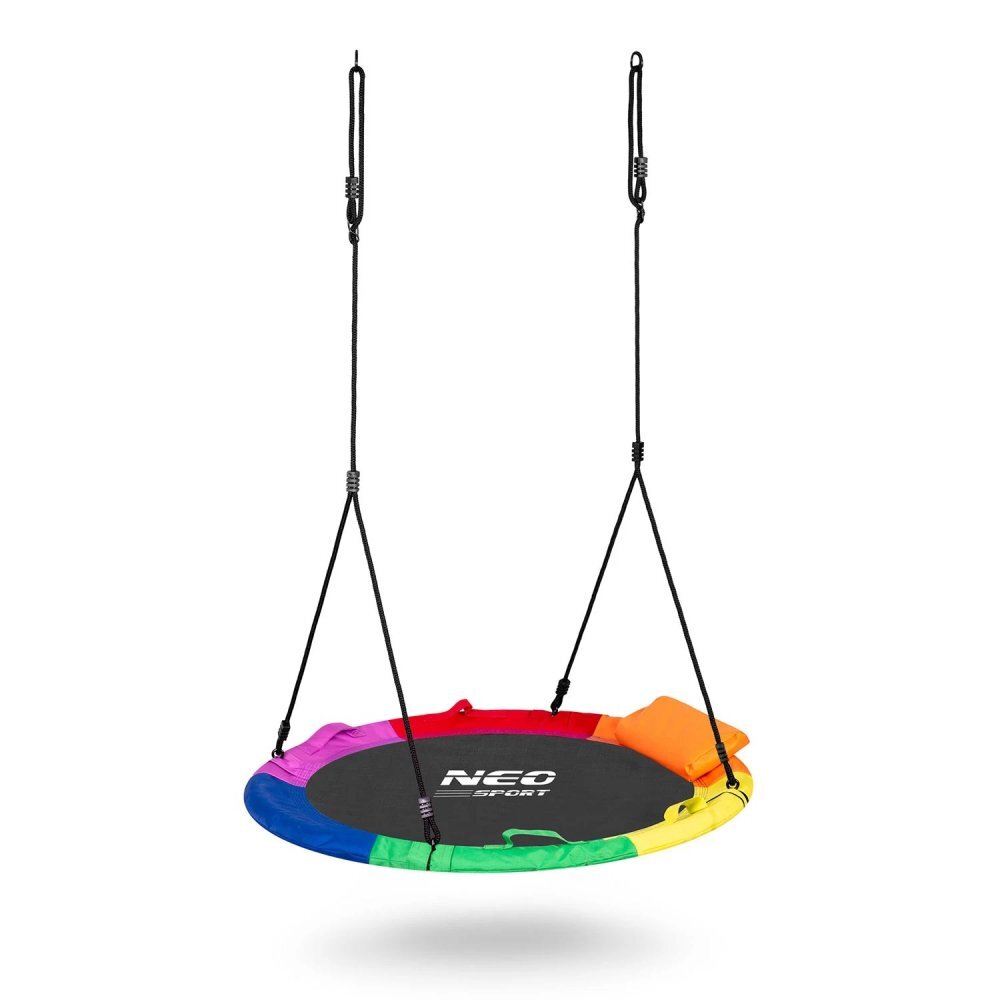 Neo Sport Leagan tip cuib pentru copii Neo-Sport 6 Multicolor 100cm Perna atasata cu Velcro inclusa Cadru din otel material impermeabil 600D PE Oxford greutate suportata 150kg