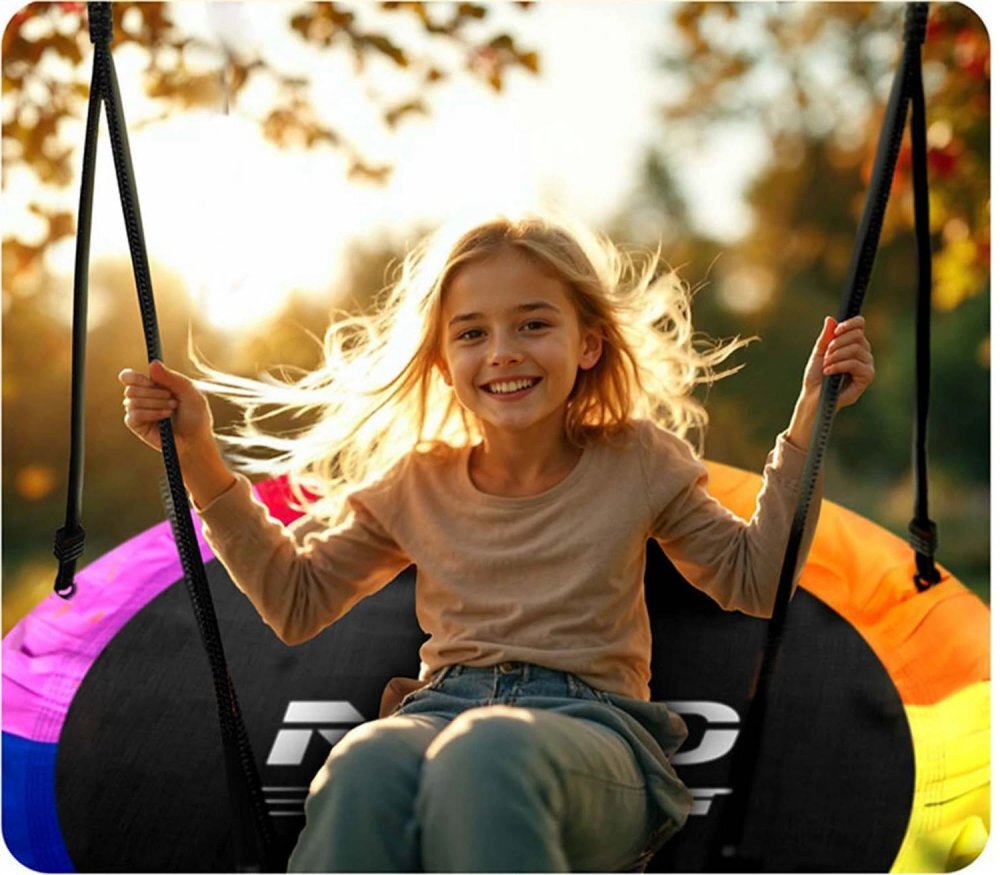 Neo Sport Leagan tip cuib pentru copii Neo-Sport 6 Multicolor 100cm Perna atasata cu Velcro inclusa Cadru din otel material impermeabil 600D PE Oxford greutate suportata 150kg