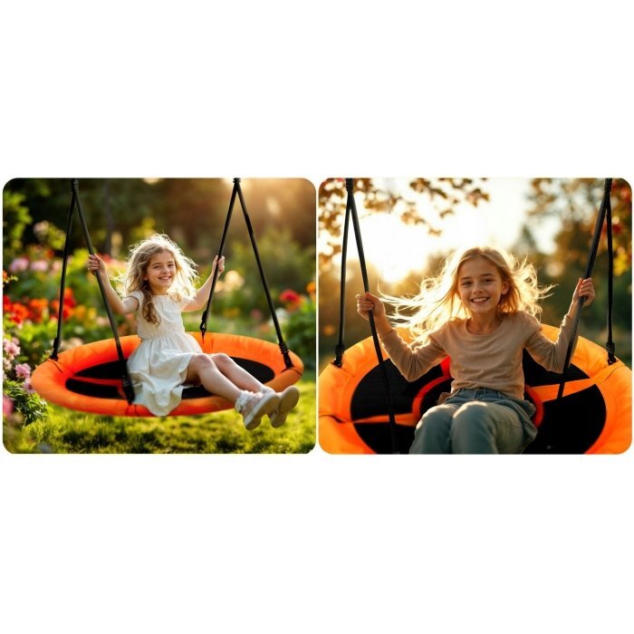 Neo Sport Leagan tip cuib pentru copii Neo-Sport Portocaliu XXL 100 cm material impermeabil cadru din otel greutate suportata 150 kg