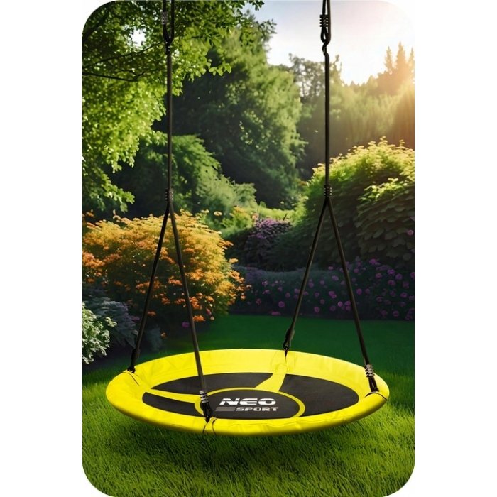 Neo Sport Leagan tip cuib pentru copii Neo-Sport Swingo 100 cm Galben cu Cadru din otel Husa impermeabila si rezistenta Oxford 600D Greutate suportata 150kg