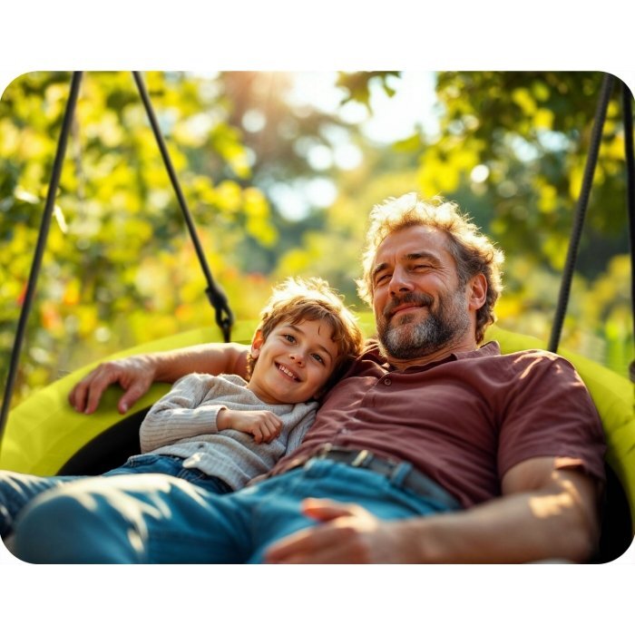 Neo Sport Leagan tip cuib pentru copii Neo-Sport Swingo 100 cm Galben cu Cadru din otel Husa impermeabila si rezistenta Oxford 600D Greutate suportata 150kg