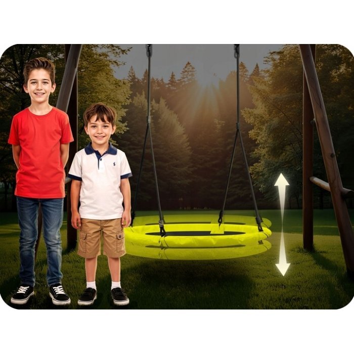 Neo Sport Leagan tip cuib pentru copii Neo-Sport Swingo 100 cm Galben cu Cadru din otel Husa impermeabila si rezistenta Oxford 600D Greutate suportata 150kg