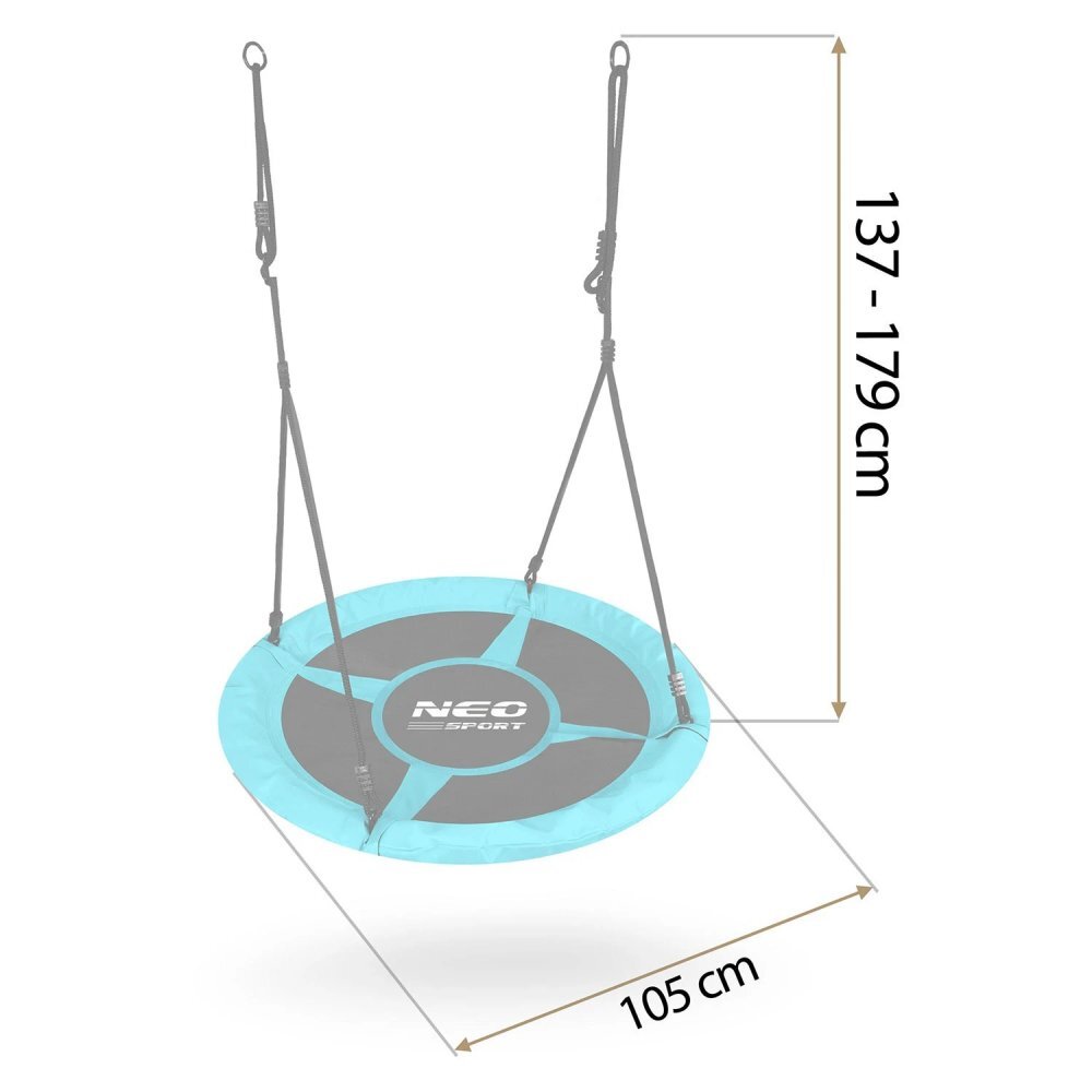 Neo Sport Leagan tip cuib pentru copii Neo-Sport Swingo 100 cm Turquoise cu Cadru din otel Husa impermeabila si rezistenta Oxford 600D Greutate suportata 150kg