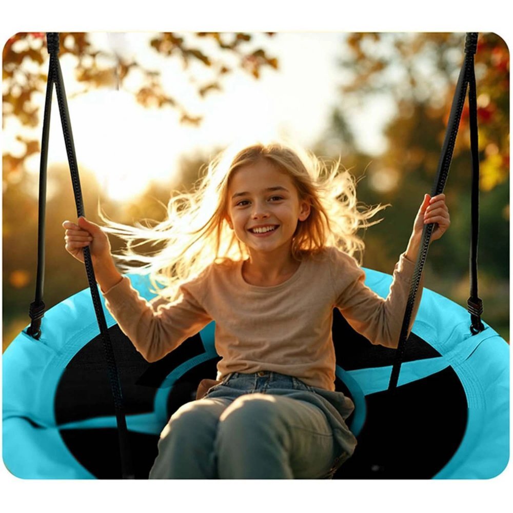 Neo Sport Leagan tip cuib pentru copii Neo-Sport Swingo 100 cm Turquoise cu Cadru din otel Husa impermeabila si rezistenta Oxford 600D Greutate suportata 150kg