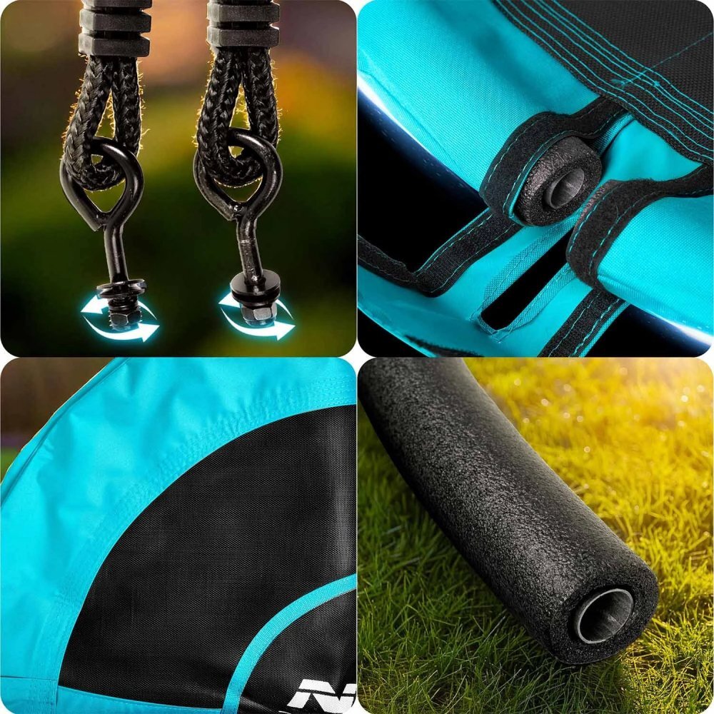 Neo Sport Leagan tip cuib pentru copii Neo-Sport Swingo 100 cm Turquoise cu Cadru din otel Husa impermeabila si rezistenta Oxford 600D Greutate suportata 150kg