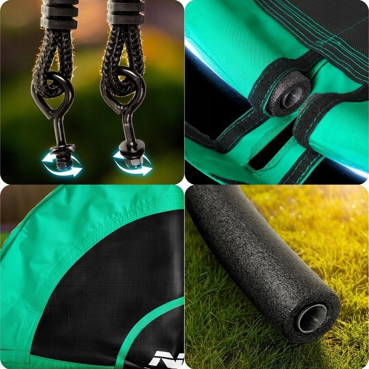 Neo Sport Leagan tip cuib pentru copii Neo-Sport Swingo 100 cm Verde cu Cadru din otel Husa impermeabila si rezistenta Oxford 600D Greutate suportata 150kg