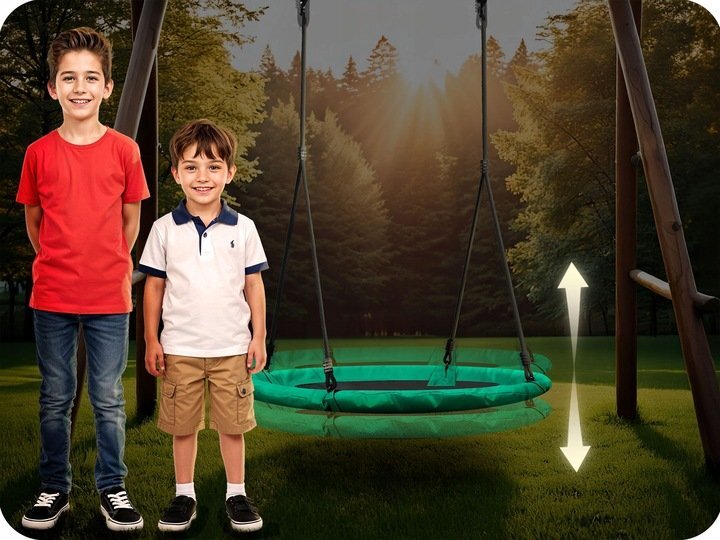 Neo Sport Leagan tip cuib pentru copii Neo-Sport Swingo 100 cm Verde cu Cadru din otel Husa impermeabila si rezistenta Oxford 600D Greutate suportata 150kg