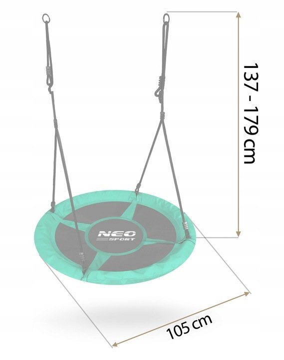 Neo Sport Leagan tip cuib pentru copii Neo-Sport Swingo 100 cm Verde cu Cadru din otel Husa impermeabila si rezistenta Oxford 600D Greutate suportata 150kg