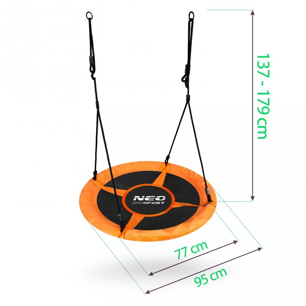 Neo Sport Leagan tip cuib pentru copii XXL 95 cmcadru din otelhusa impermeabila si rezistenta din material Oxford 600Dgreutate suportata 150 kg Neo-Sport Portocaliu