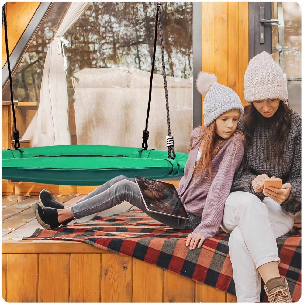 Neo Sport Leagan tip cuib pentru copii XXL 95 cmcadru din otelhusa impermeabila si rezistenta din material Oxford 600Dgreutate suportata 150 kg Neo-Sport Verde
