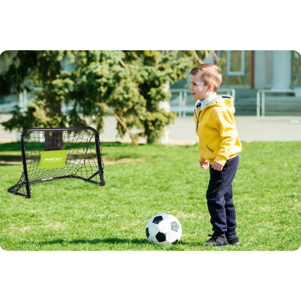 Neo Sport Set 2 porti de fotbal pentru copii 60x45x25cm din metal cu plasa rezistentamingie si ancore de fixare incluse