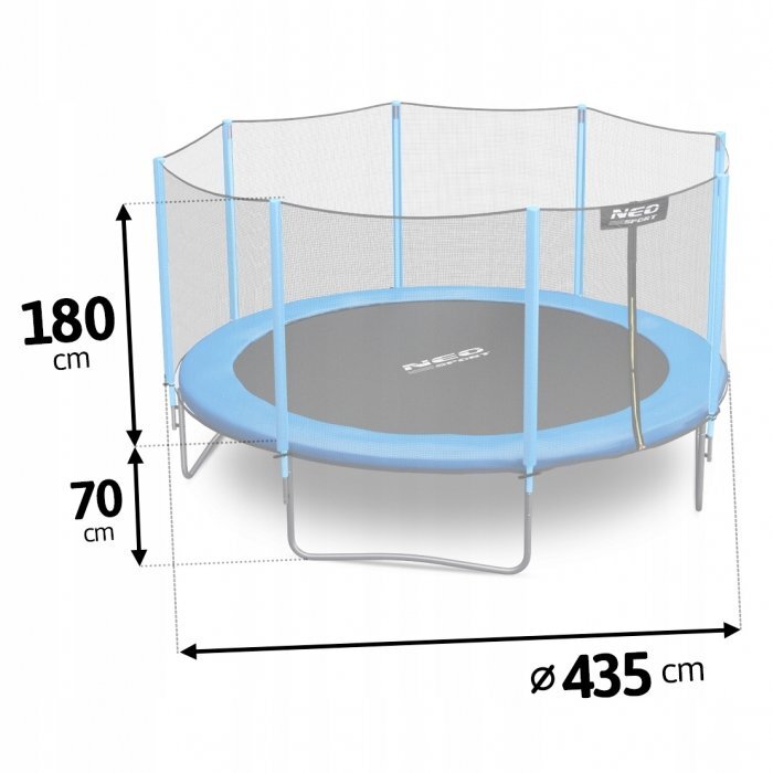 Neo Sport Trambulina de gradina cu plasa exterioara stalpi si scara 435 cm (14FT) Neo-Sport NS-14Z181 albastru