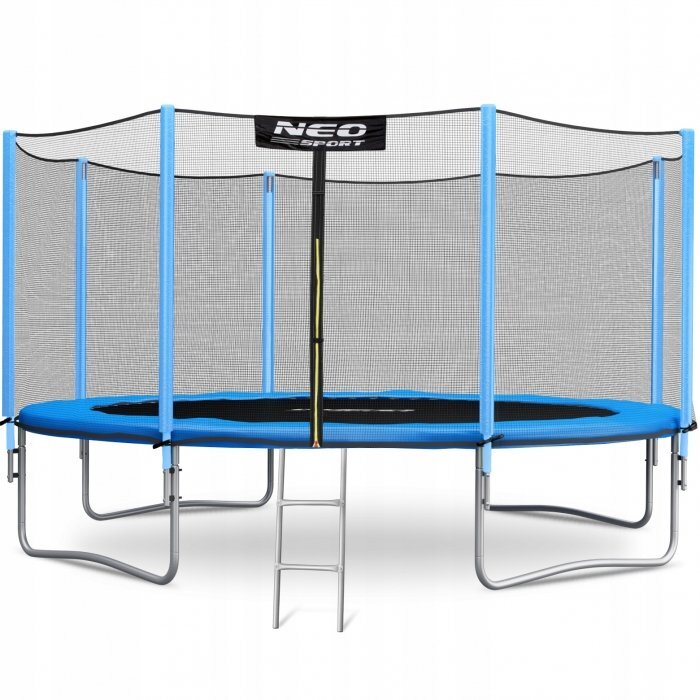 Neo Sport Trambulina de gradina cu plasa exterioara stalpi si scara 435 cm (14FT) Neo-Sport NS-14Z181 albastru