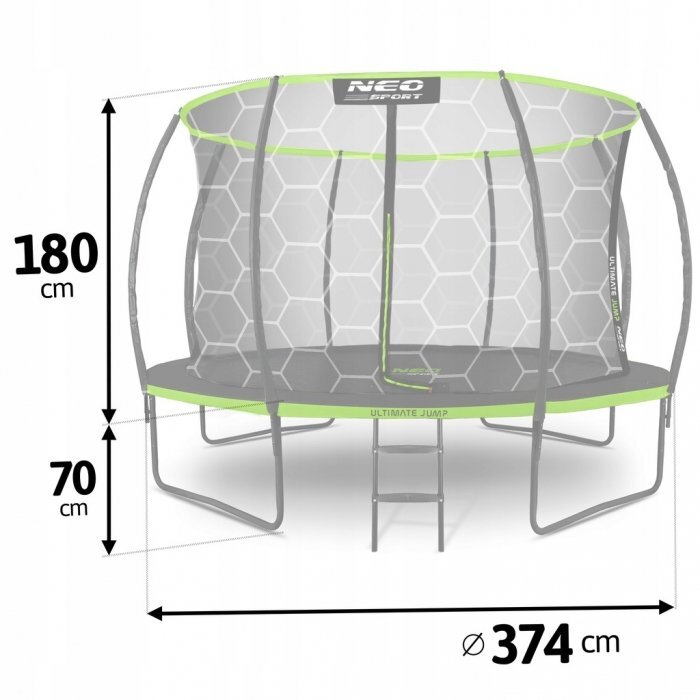 Neo Sport Trambulina de gradina cu plasa interioara 374 cm Neo-Sport NS-12C221 Verde
