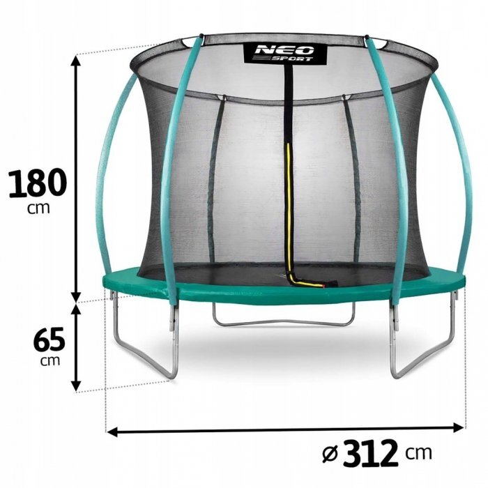 Neo Sport Trambulina de gradina cu plasa interioara stalpi si scara 312 cm (10FT) Neo-Sport NS-10C181 verde