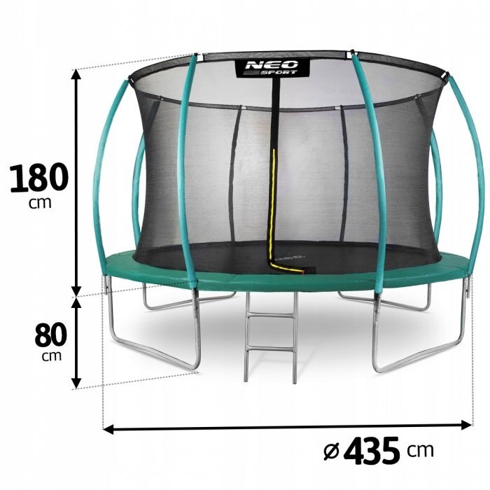 Neo Sport Trambulina de gradina cu plasa interioara stalpi si scara 435 cm (14FT) Neo-Sport NS-14C181 verde
