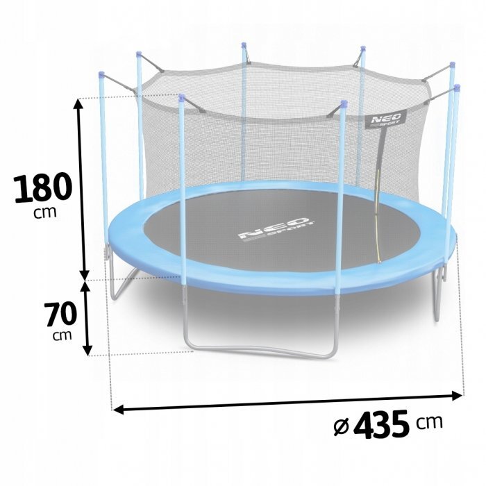 Neo Sport Trambulina de gradina cu plasa interioara stalpi si scara 435 cm (14FT) Neo-Sport NS-14W181 albastru