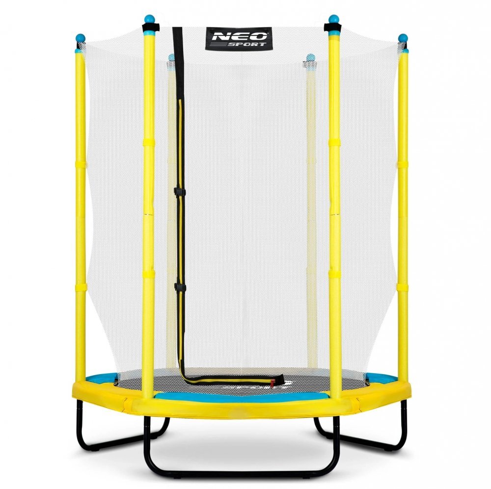 Neo Sport Trambulina de gradina pentru copii 140 cm 4.5ft Neo-Sport GalbenPlasa exterioara Stalpi metalici cu protectie din burete Intrare cu fermoar si catarama Covoras impermeabil flexibil