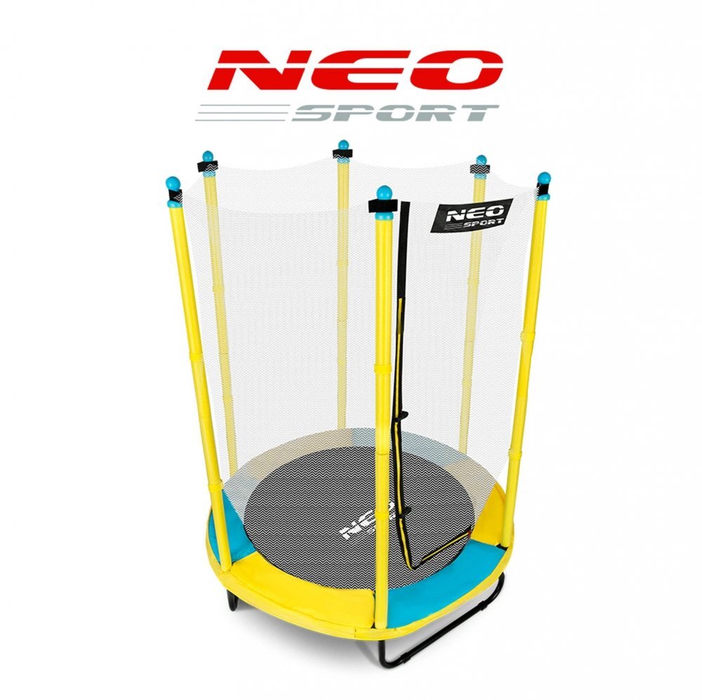 Neo Sport Trambulina de gradina pentru copii 140 cm 4.5ft Neo-Sport GalbenPlasa exterioara Stalpi metalici cu protectie din burete Intrare cu fermoar si catarama Covoras impermeabil flexibil